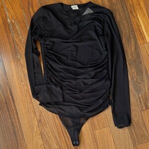 Abercrombie & Fitch black long sleeve mesh bodysuit